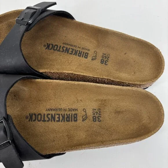 Birkenstock Madrid Birko-Flor Sandals Adjustable Sz US 8 EU 38Black Womens - Picture 9 of 14